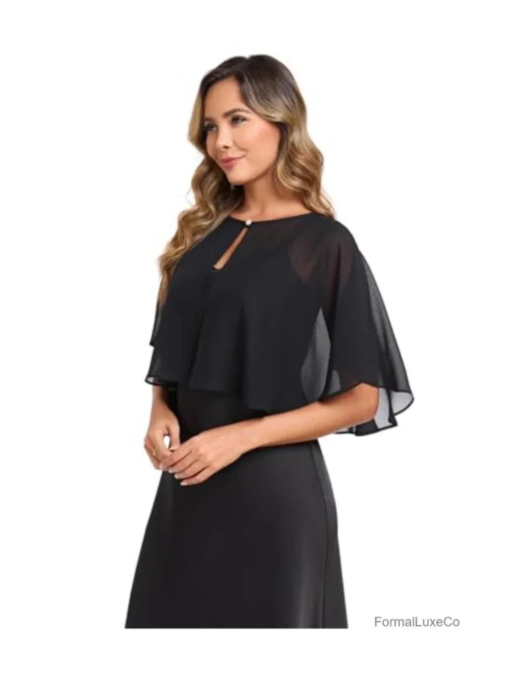 Chiffon Capelet Shawl Wrap for Women Evening Dress Bridal Accessory